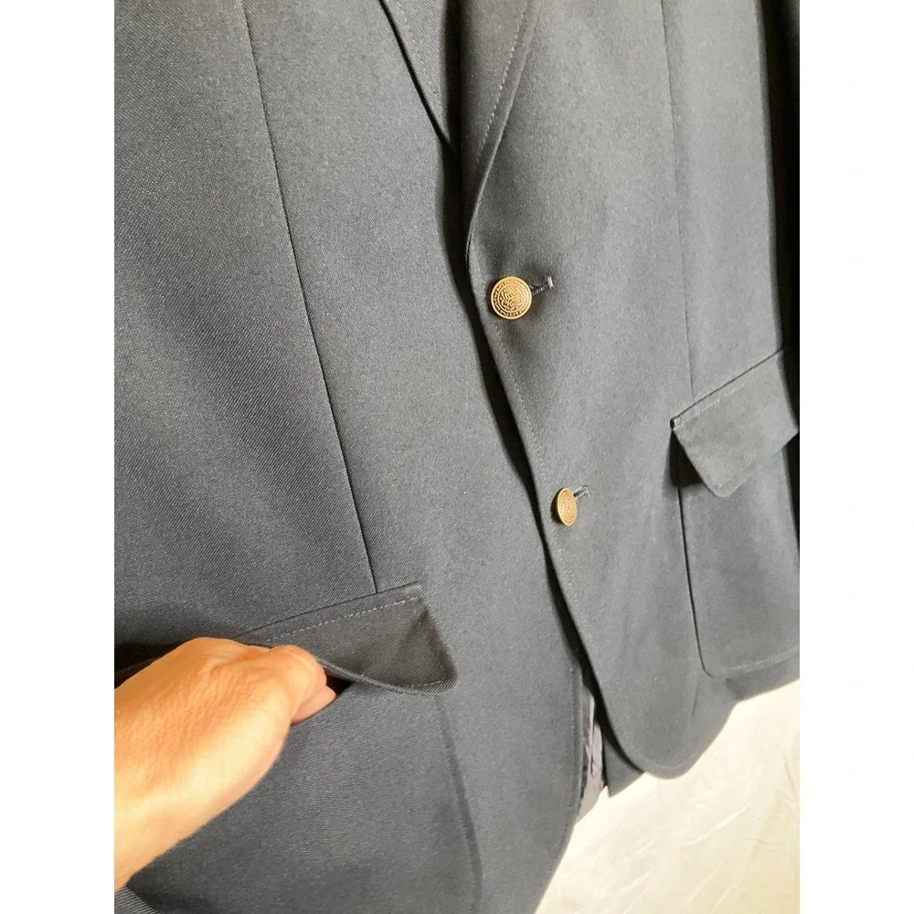 Edwards 2-Button‎ Blazer Suit Jacket Sport Coat Textured Woven Blue Navy 40R